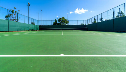 Bright Green Outdoor Sports Court Under a Sunny Sky