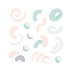 Abstract pastel shapes collection isolated on white background