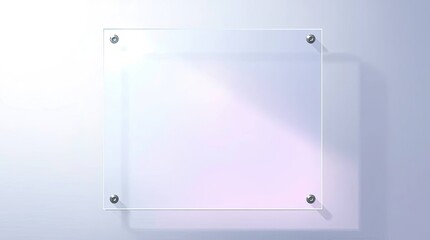 Clear Glass Panel Mounted on a Light Wall with Metal Fasteners