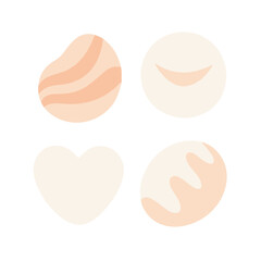 Abstract shapes set peach cream color isolated transparent background