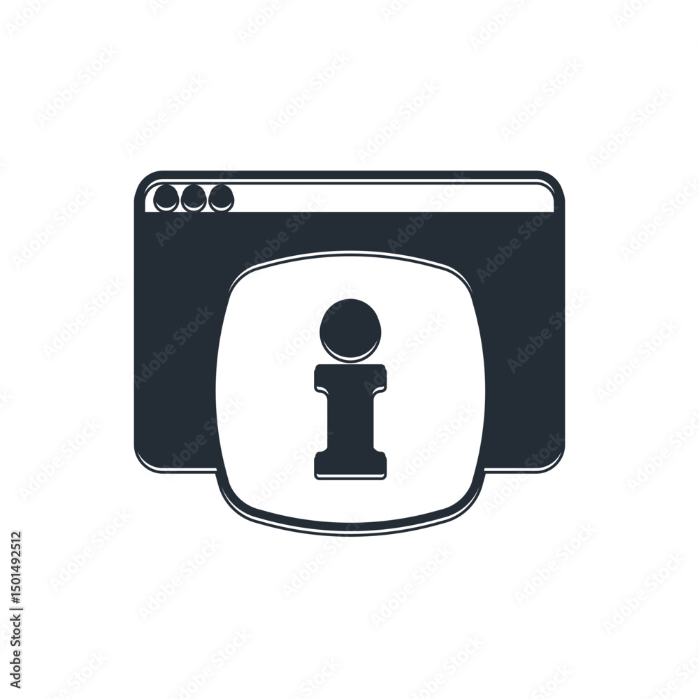 Poster black computer monitor with text faq information icon isolated on white background. frequently asked