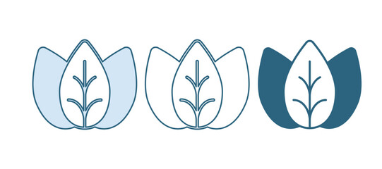 Blue Leaf icon isolated on white background. Leaves sign. Fresh natural product symbol. Vector