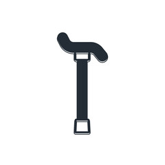 Black Walking stick cane icon isolated on white background. Vector