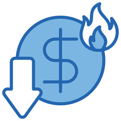 Inflation Blue White Icon