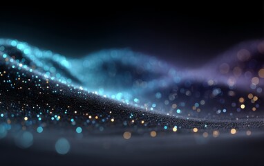 A colorful wave of light with many small dots