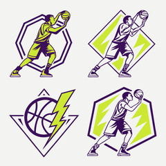 Dynamic basketball player action shots graphic design
