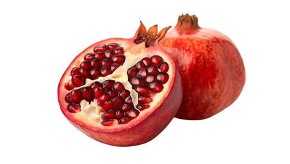  Ripe Whole Pomegranate isolated on white background.  Fresh Super fruit Rich in Antioxidants & Nutrients