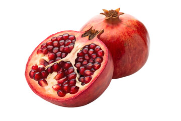  Ripe Whole Pomegranate isolated on white background.  Fresh Super fruit Rich in Antioxidants & Nutrients
