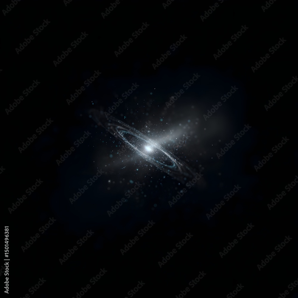 Sticker atom hologram rotating in cosmic void