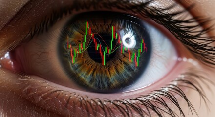 A Close-Up of an Eye Reflecting a Stock Market Chart