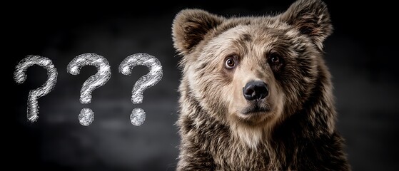 Obraz premium Bear Questioning Dark Background