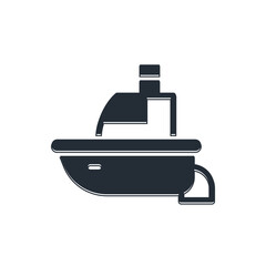 Black Toy boat icon isolated on white background. Vector