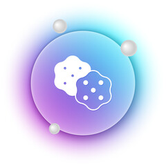 White Cracker biscuit icon isolated on white background. Sweet cookie. Blue and purple gradient circle background. Vector