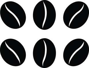 Coffee bean silhouette set. Coffee bean icon set. Black coffee bean isolated set vector illustration