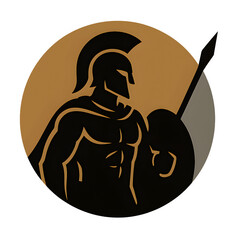 Powerful Spartan Warrior Silhouette Logo Design Greek Mythology Graphic Strong Soldier
