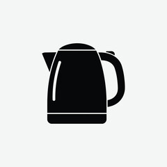Obraz premium Minimalist Electric Kettle Icon – 2D Vector Black Silhouette Flat Design on White Background