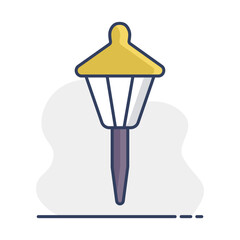 Small garden light icon. Solar powered lamp sign