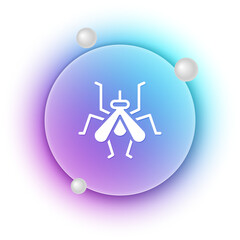 White Mosquito icon isolated on white background. Blue and purple gradient circle background. Vector