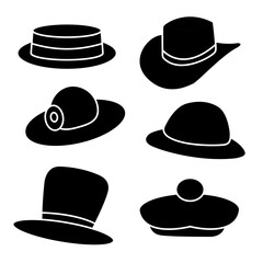 collection of hats Stylish Fashion Hat Silhouette Illustration Vector