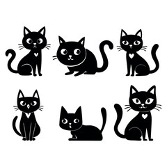 Graceful Cat Silhouette Vector Collection