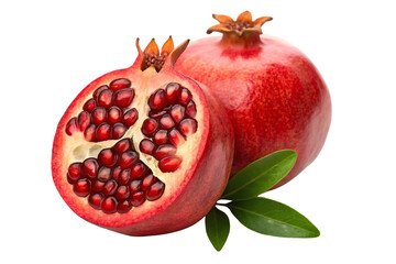  Ripe Whole Pomegranate isolated on white background.  Fresh Super fruit Rich in Antioxidants & Nutrients