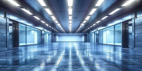 long corridor in the airport