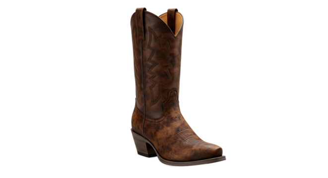 Rustic boot bathed in chocolate light