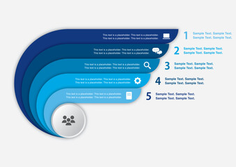 5-Step Business Infographic Template in Blue Gradient for Presentations
