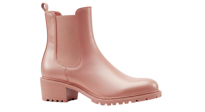 Salmon boot poised in soft light