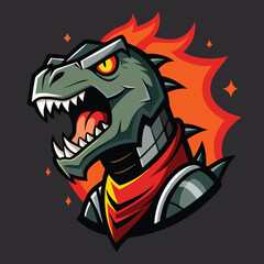 Hyper detailed T-Rex war mascot with armored plates vector illustration