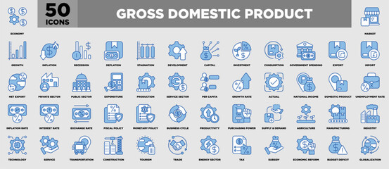 Gross Domestic Product Iconset Blue White