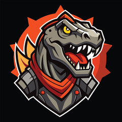 Hyper detailed T-Rex war mascot with plated armor vector illustration