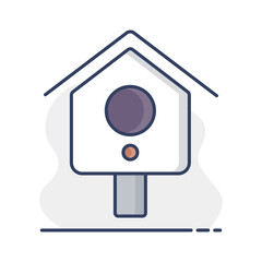 Wooden birdhouse, place for nest vector icon