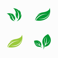 Green Leaf Vector Icon Set for Eco Branding.