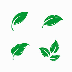 Green Leaf Vector Icon Set for Eco Branding.