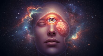 Cosmic Awakening: A Surreal Portrait of Inner Cosmos