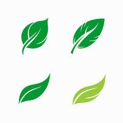 Green Leaf Vector Icon Set for Eco Branding.