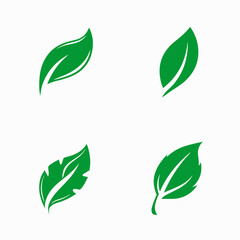 Green Leaf Vector Icon Set for Eco Branding.