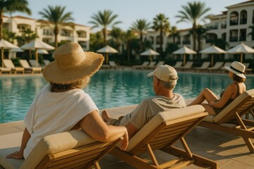 Relaxing poolside tropical retreat