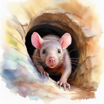 Faltenreicher Mull in R&ouml;hrensystem &ndash; Aquarell Nagetierillustration