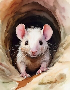 Faltenreicher Mull in R&ouml;hrensystem &ndash; Aquarell Nagetierillustration