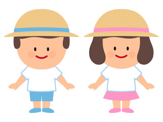 夏服を着た子供のイラスト