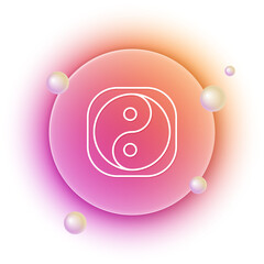 White Yin Yang symbol of harmony and balance icon isolated on white background. Orange and pink gradient circle background. Vector