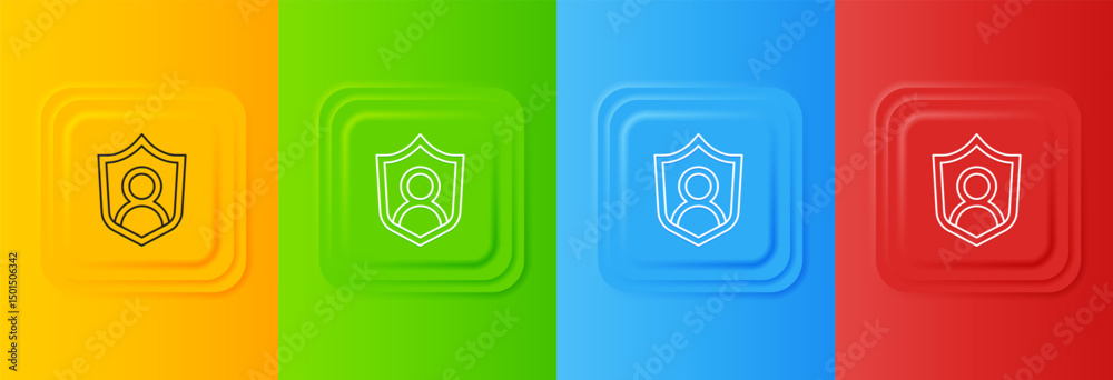 Poster white user protection icon isolated on colorful background. secure user login, password protected, p