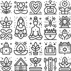 Wellness Line  mental health lifestyle Icon New Design Black And White