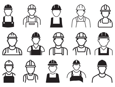 WORKER ICONS SILHOUETTE