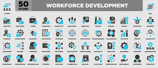 Workforce Development Iconset Glyphcolor Blue Grey