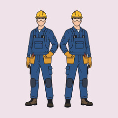 vector of a construction worker with his work clothes and tools for work