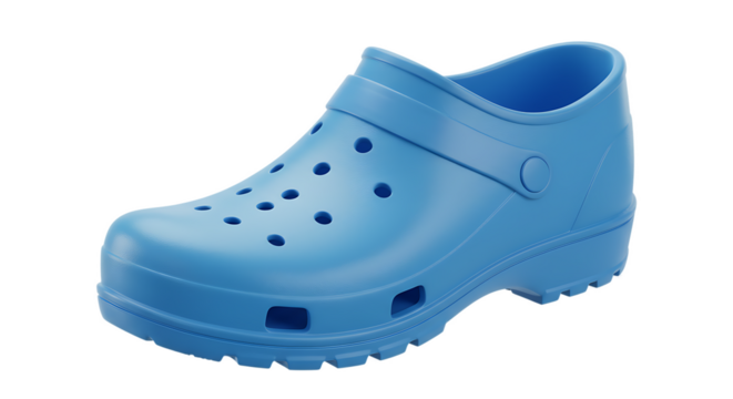 Sky blue clog shoe still life