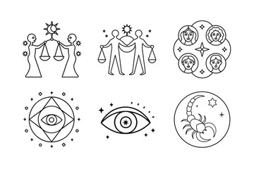 Minimalist Line Art of Zodiac Constellations